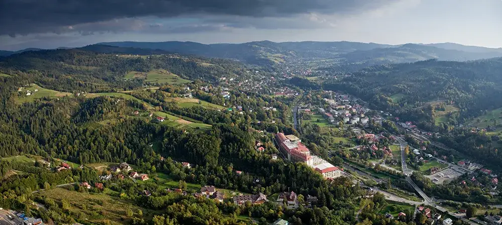 Wisła panorama miasto góry