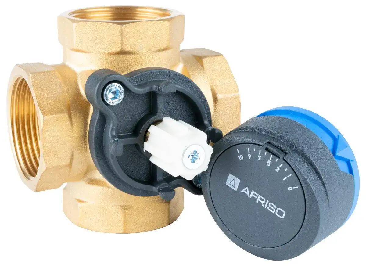 Budowa zaworu tr&oacute;jdrożnego Afriso pokrętło