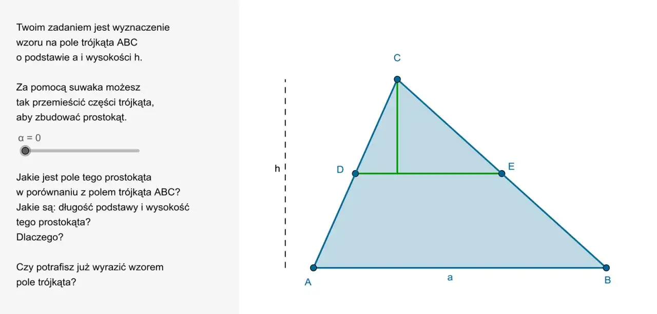 Trójkąt z oznaczoną podstawą i wysokością