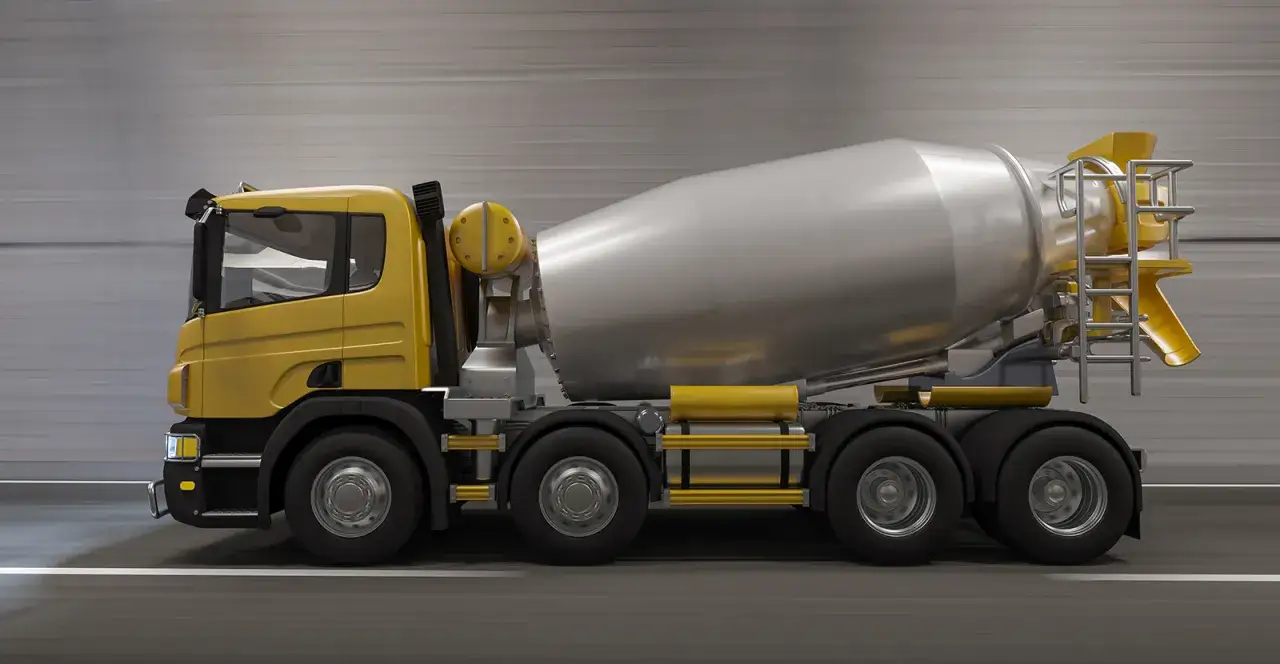 Żółta gruszka z betonem w ruchu. Zastanawiasz się, ile kosztuje beton z gruszki?