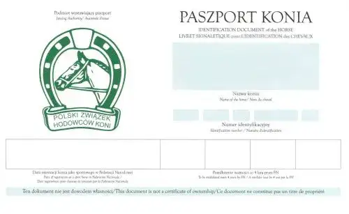 Paszport dla konia wz&oacute;r