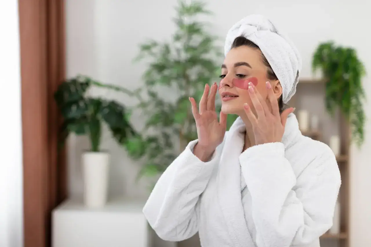 kobieta wykonująca rutynę pielęgnacyjną twarzy