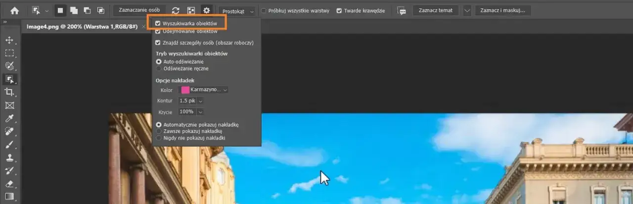 Narzędzie zaznaczanie obiektów Photoshop