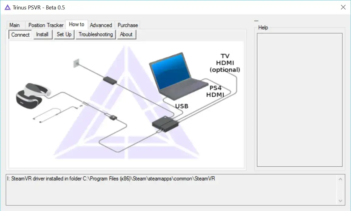 Interfejs oprogramowania Trinus PSVR