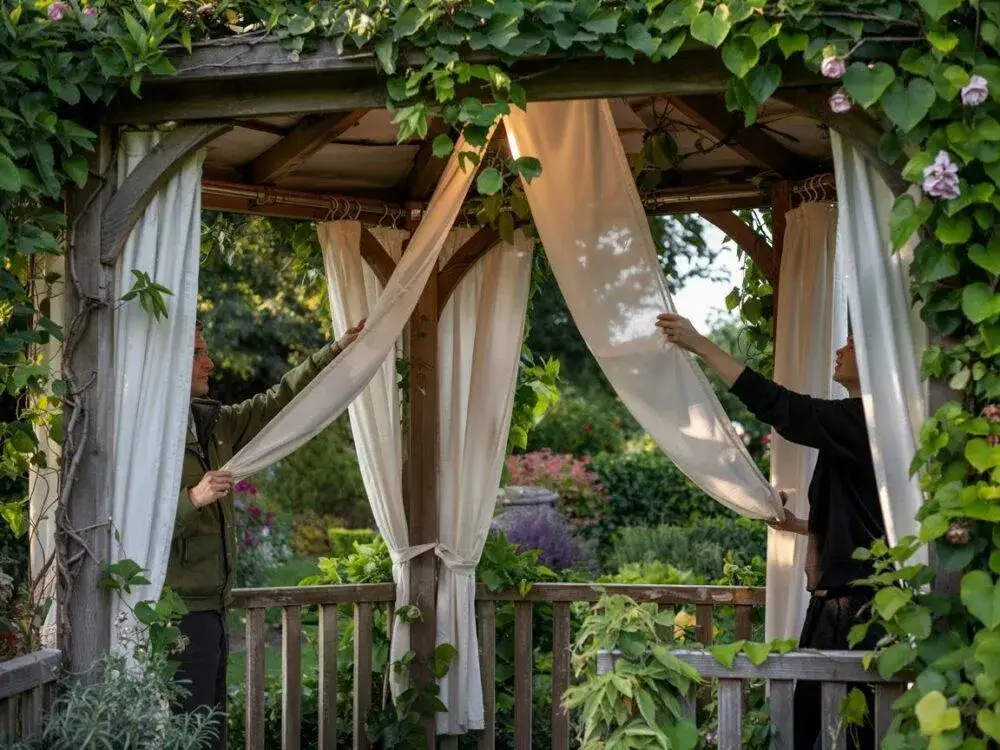 różne systemy montażu zasłon w altanie