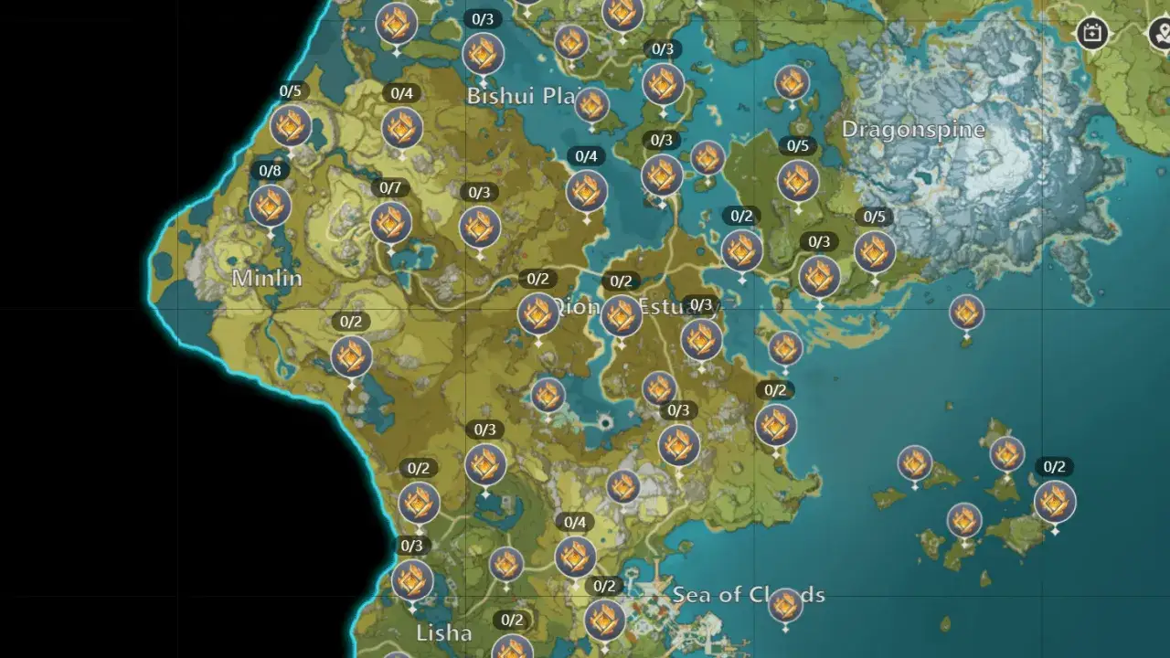 Genshin Impact interaktywna mapa HoYoLAB