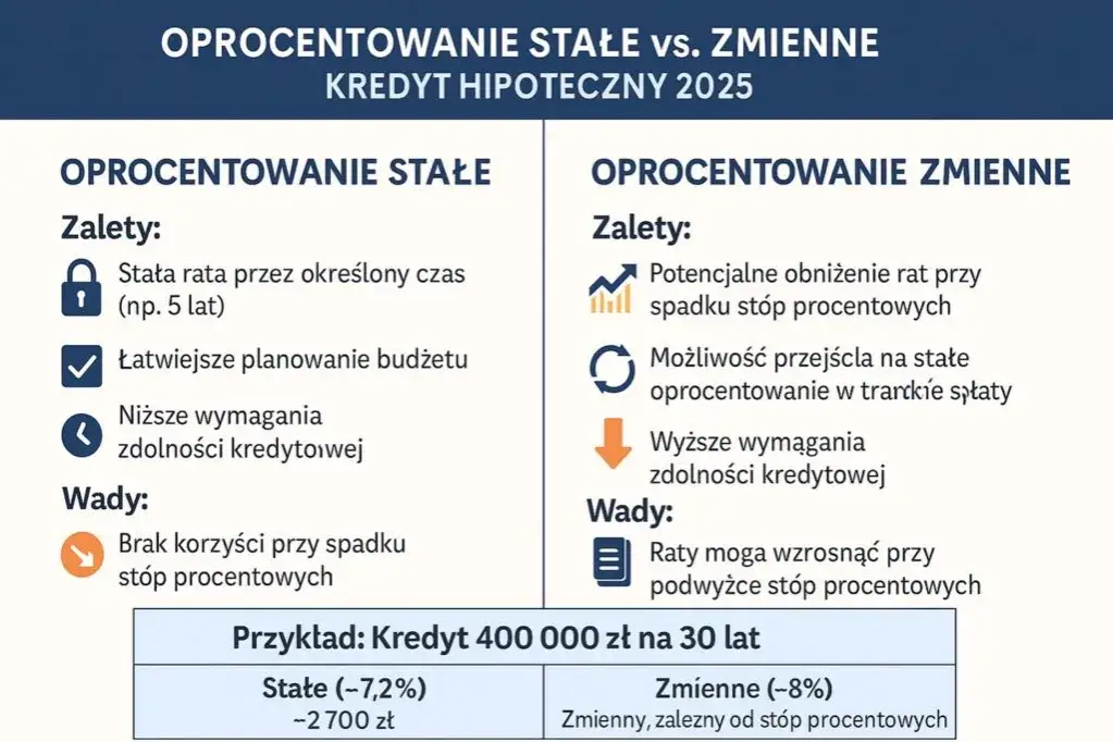 kredyt hipoteczny oprocentowanie zmienne stałe porównanie