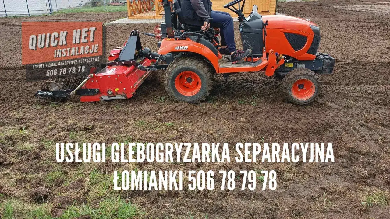 Pomoc w ustaleniu, ile kosztuje przekopanie działki. Traktor z glebogryzarką separacyjną przygotowuje teren.