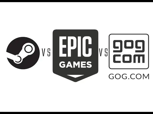 Platformy z darmowymi grami logo Epic Steam GOG