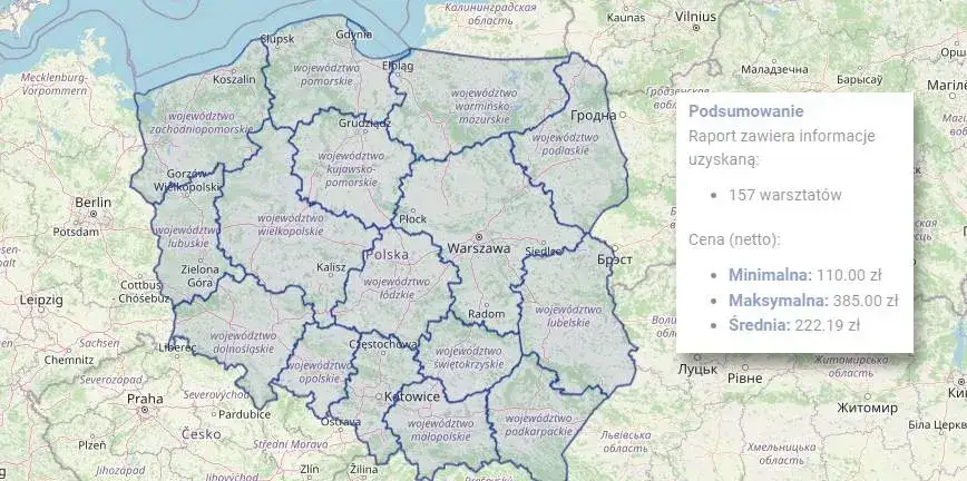 mapa stawek opieki nad dzieckiem Polska