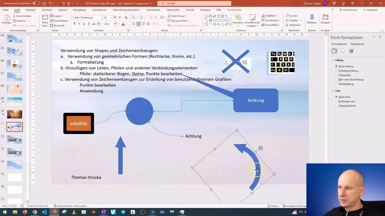 Jak połączyć dwie prezentacje w jedną PowerPoint: na ekranie widać okno programu PowerPoint z otwartym diagramem i panelem formatowania.