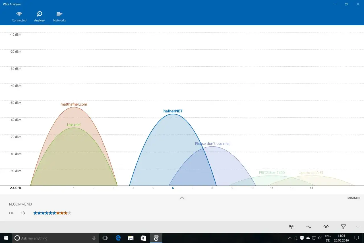 aplikacja wifi analyzer kanały