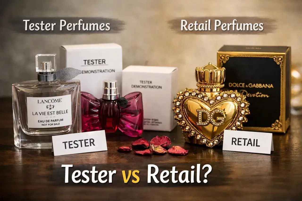 tester perfum opakowanie vs produkt detaliczny