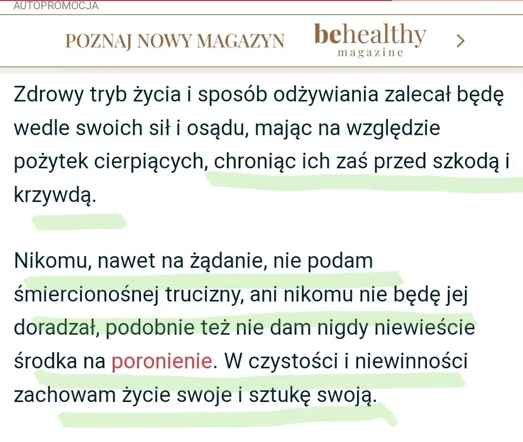 Przyrzeczenie Lekarskie tekst