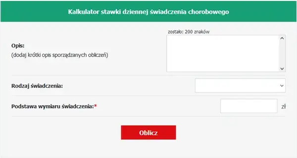 Wykres wysokość zasiłku chorobowego, kalkulator zasiłku ZUS