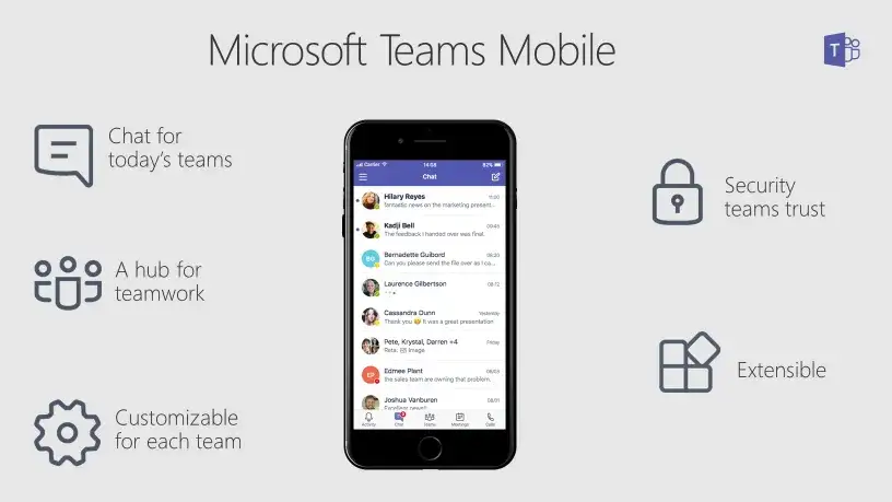 Microsoft Teams mobile app screenshots