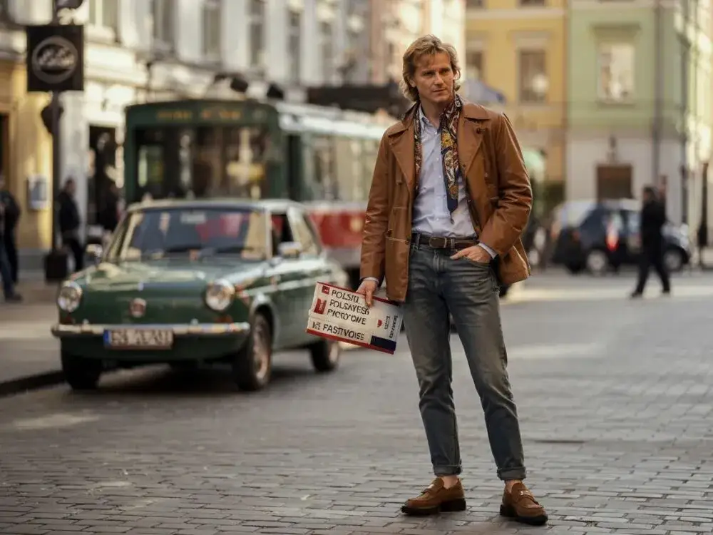 Męska moda PRL lata 70 80 stylizacje Borewicz