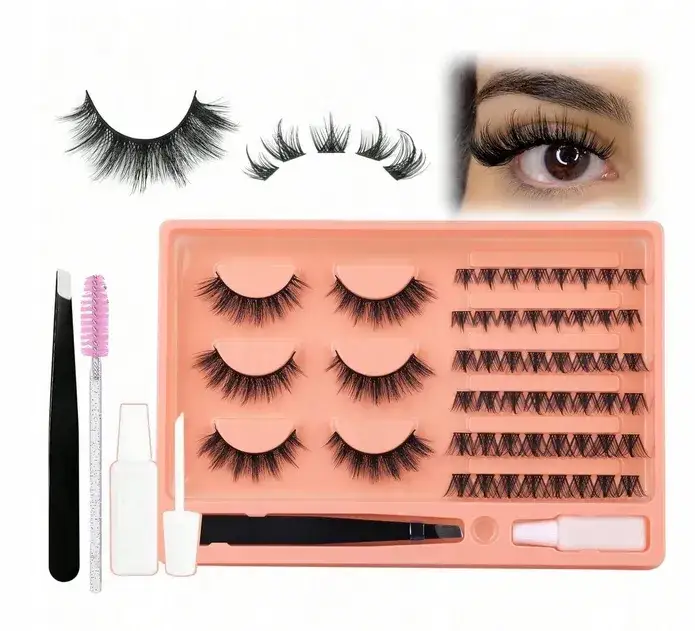 r&oacute;żne rodzaje sztucznych rzęs pasek kępki