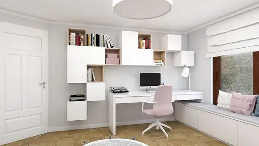 Uporządkowane miejsce do nauki, biurko z książkami do biologii