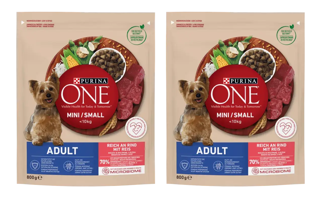 Karma dla ps&oacute;w Purina ONE z wołowiną i ryżem, dla dorosłych ps&oacute;w małych ras.