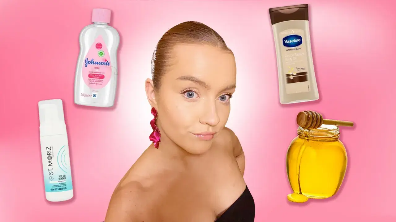 Jak zmyć samoopalacz? Zobacz produkty: St. Moriz, Johnson's Baby Oil, Vaseline Cocoa Radiant Body Oil i mi&oacute;d.