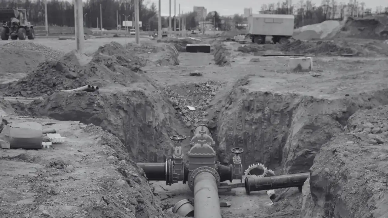 Budowa sieci wodociągowej. W wykopie widać dużą rurę z zaworami. Kto jest właścicielem sieci wodociągowej?