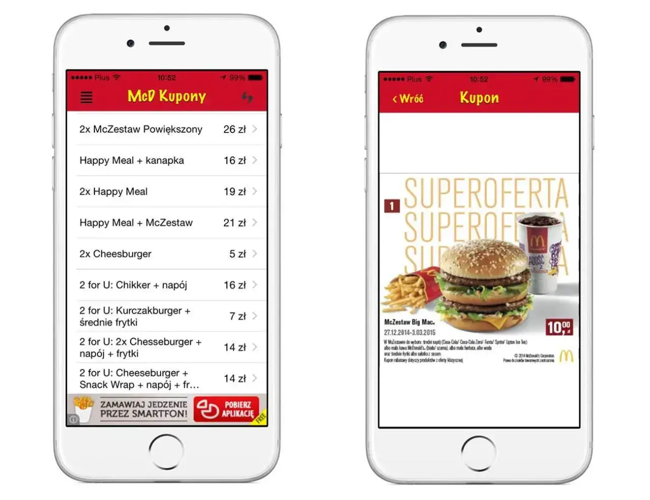 Aplikacja McDonald's kupony promocje