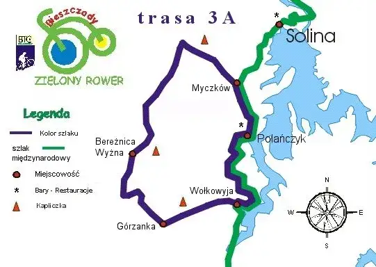 Mapa tras rowerowych Polańczyk Solina