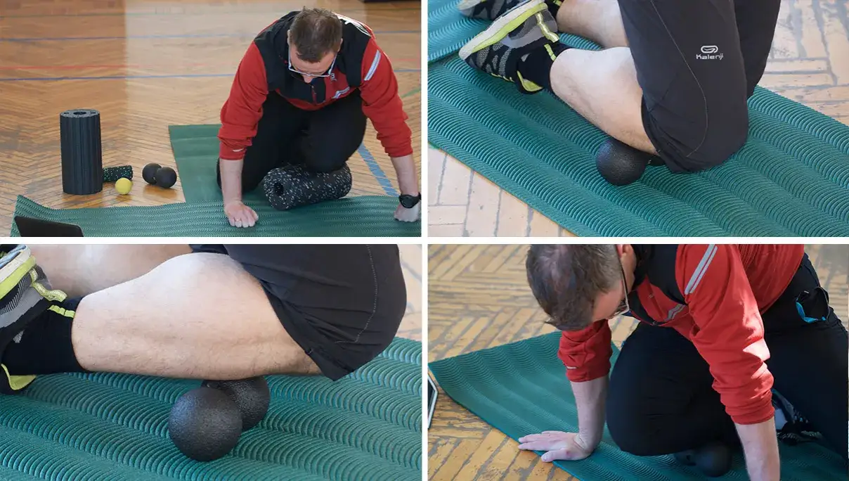 biegacz z b&oacute;lem kolana lub shin splints