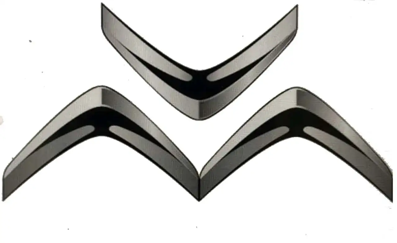 Nowe logo Citroen w kształcie dw&oacute;ch zachodzących na siebie szewron&oacute;w, symbolizujące elegancję i nowoczesność marki.