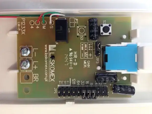 Laskomex LY-8 wnętrze unifonu schemat zacisk&oacute;w zworki