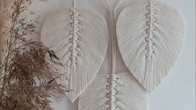 makramowy listek na ścianę DIY