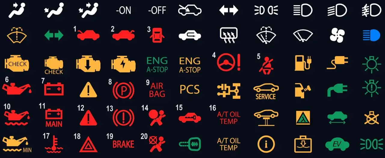 ikony czerwone kontrolki samoch&oacute;d