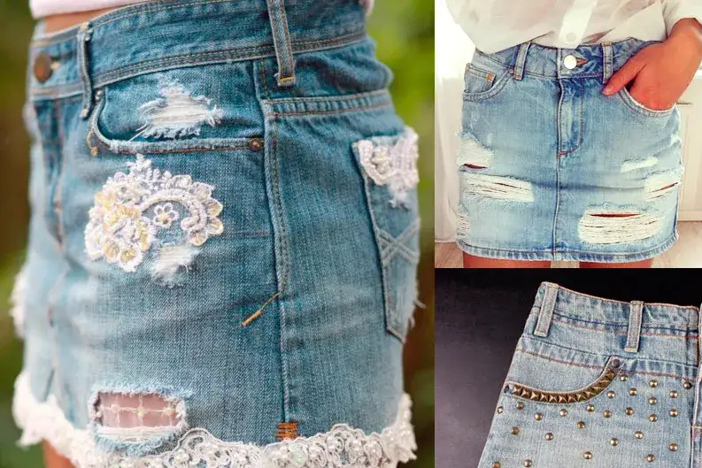 przerobione jeansy na spódnicę inspiracje