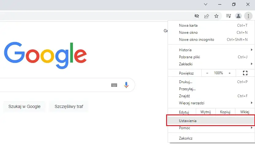 aktualizacja chrome na komputerze menu
