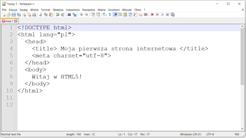 Prosta strona html w przeglądarce