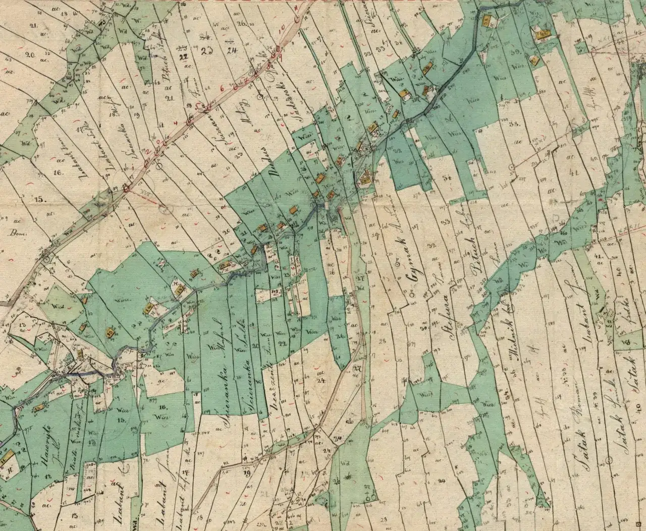 Mapa katastralna dawnej wsi polskiej