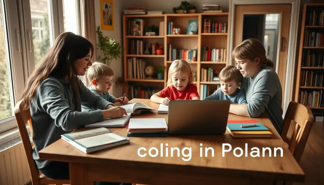 Rodzina ucząca się w domu
