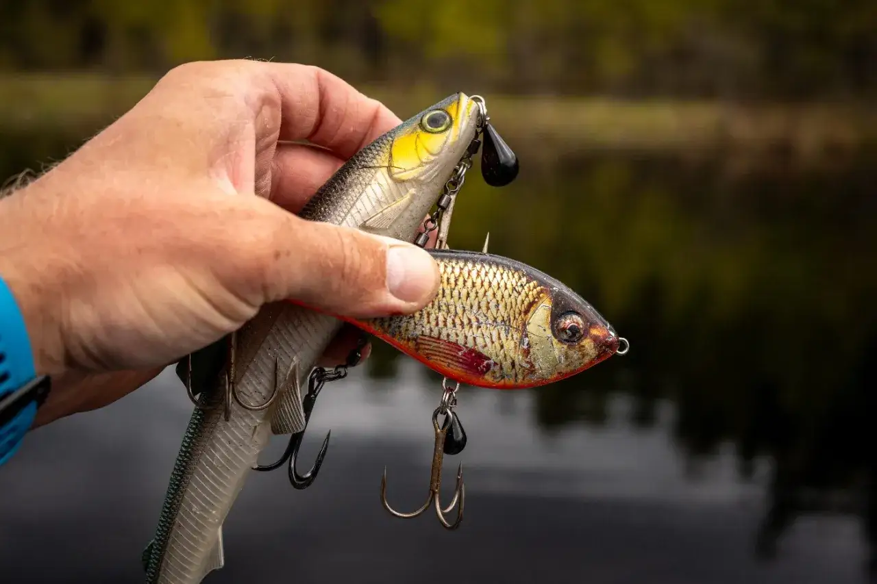 Wędkarz spinningowy rzucający przynętę