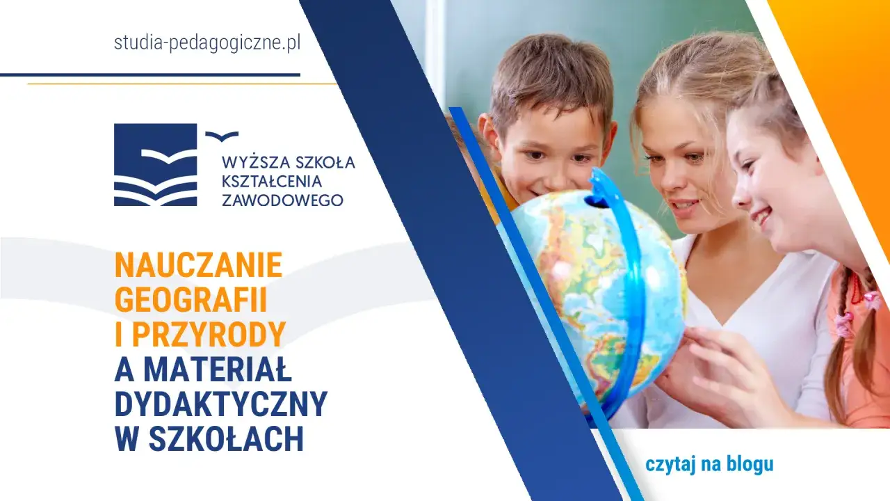 Nauczyciel geografii może uczyć przyrody, gdy ma odpowiednie materiały dydaktyczne. Dzieci z fascynacją oglądają globus.