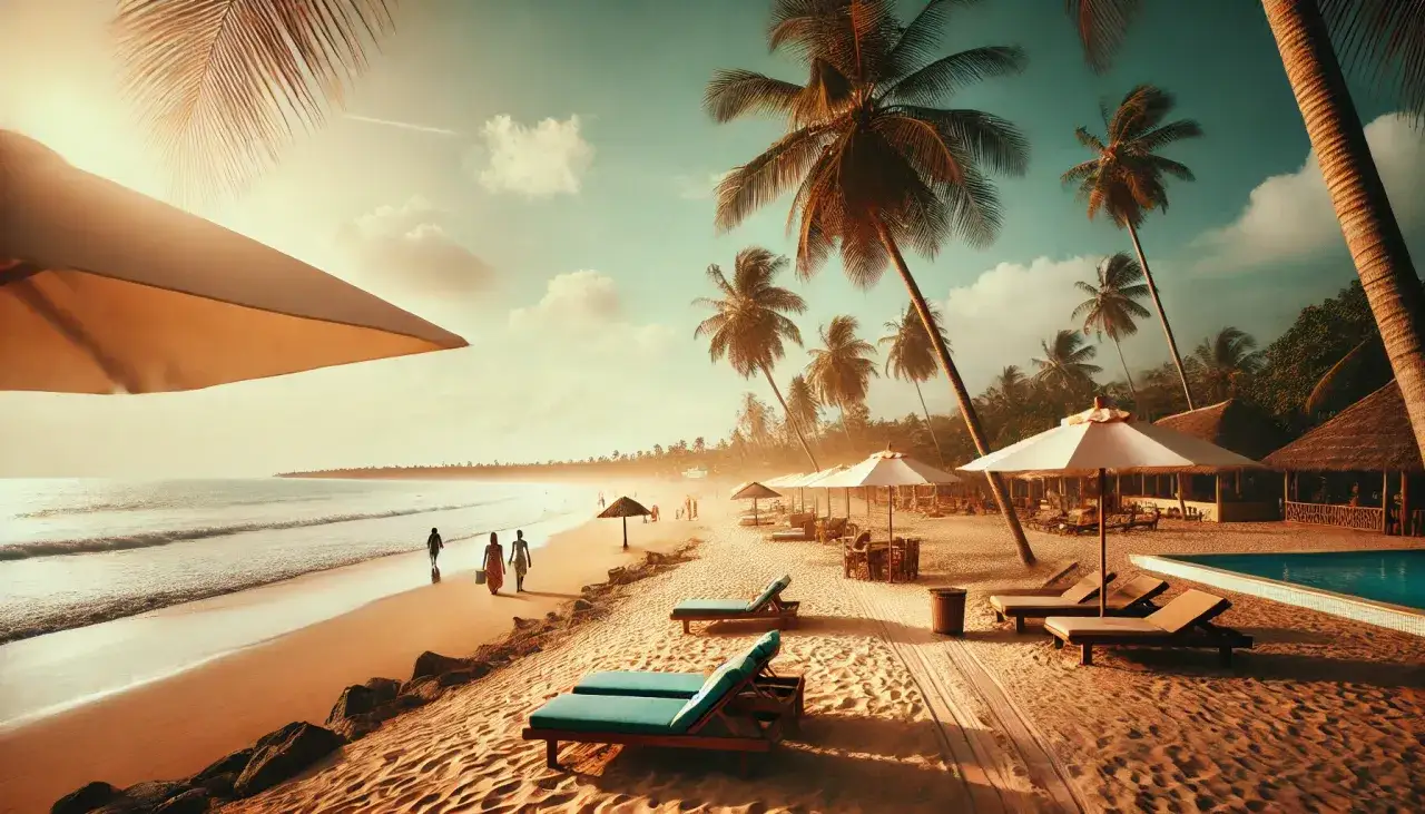 Rajskie wakacje w Gambii: palmy, plaża, ocean i basen. Idealne miejsce na relaks.