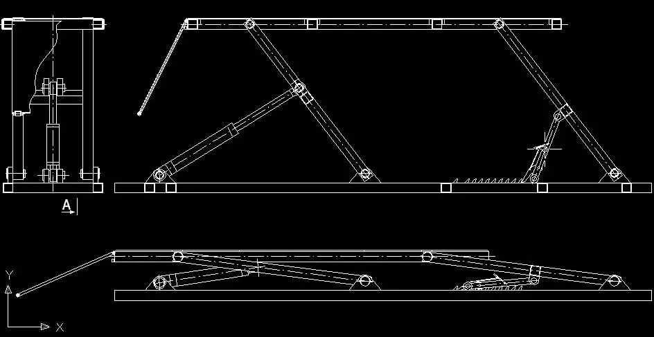 schemat podnośnika motocyklowego z lewarka trapezowego