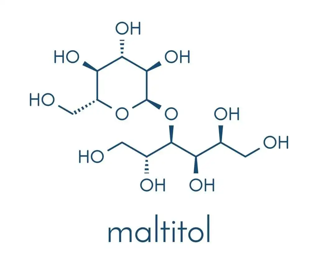 Maltitol chemical structure and food products