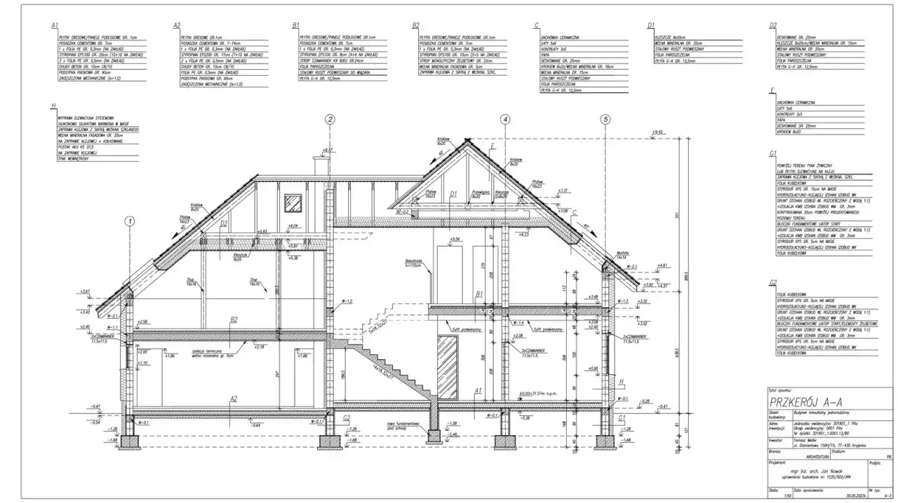 wymogi techniczne budynku mieszkalnego przekr&oacute;j