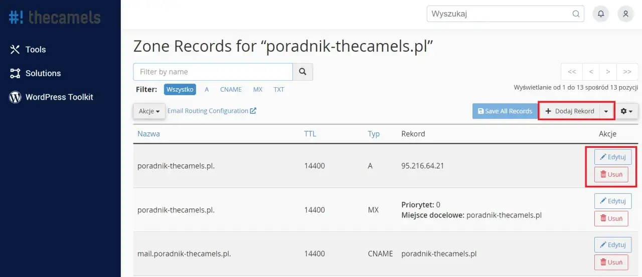 Konfiguracja DNS domeny