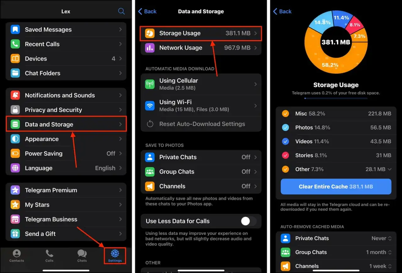 Miejsce na iPhone'ie ustawienia