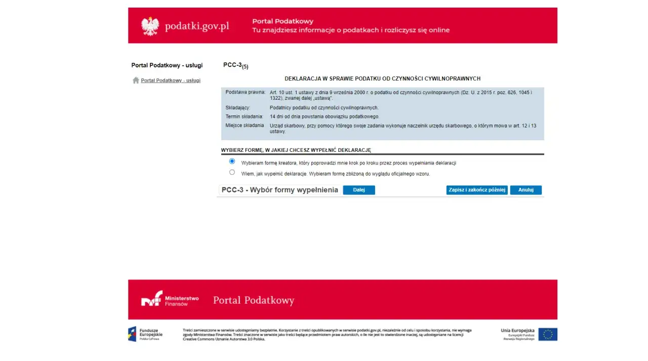 Deklaracja PCC-3 przykład wypełnienia