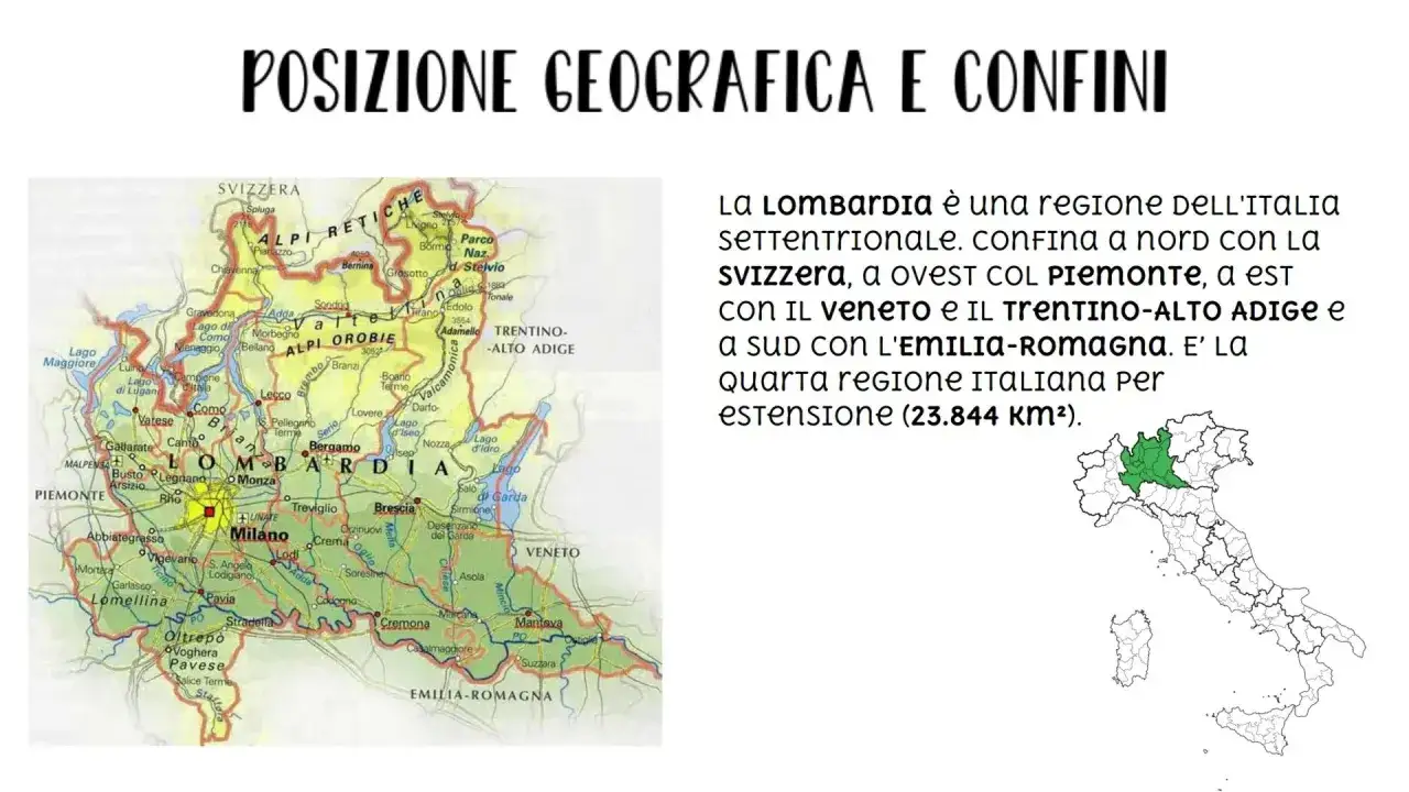 Mappa dei laghi principali Lombardia