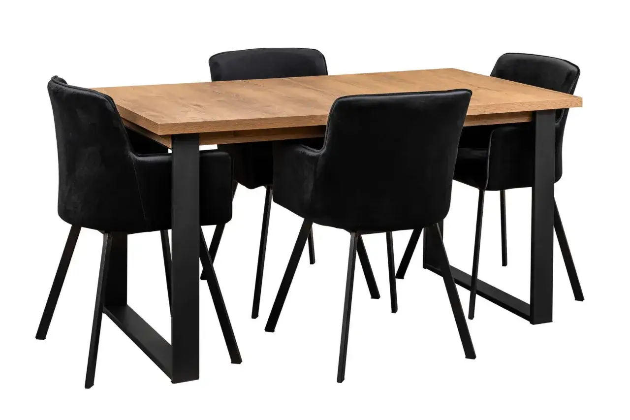czarny stół krzesła styl loft industrialny