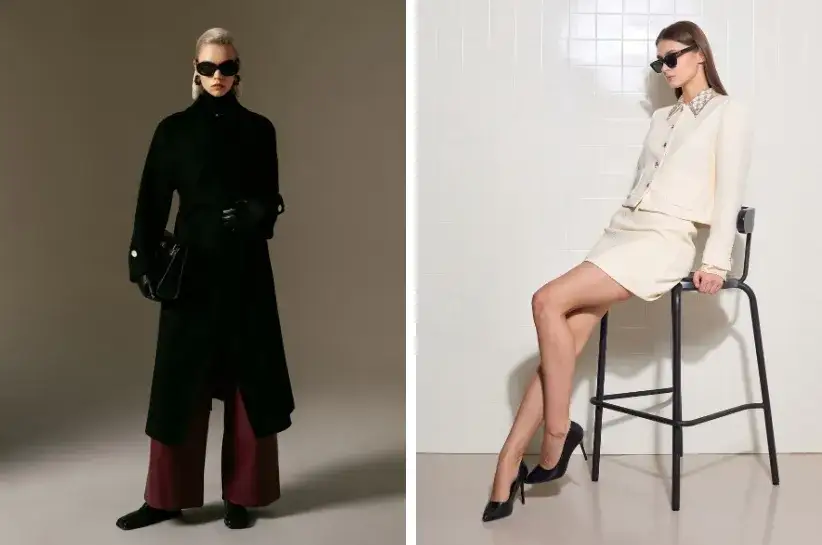 Stylizacje z pionowymi liniami i monochromatyczne